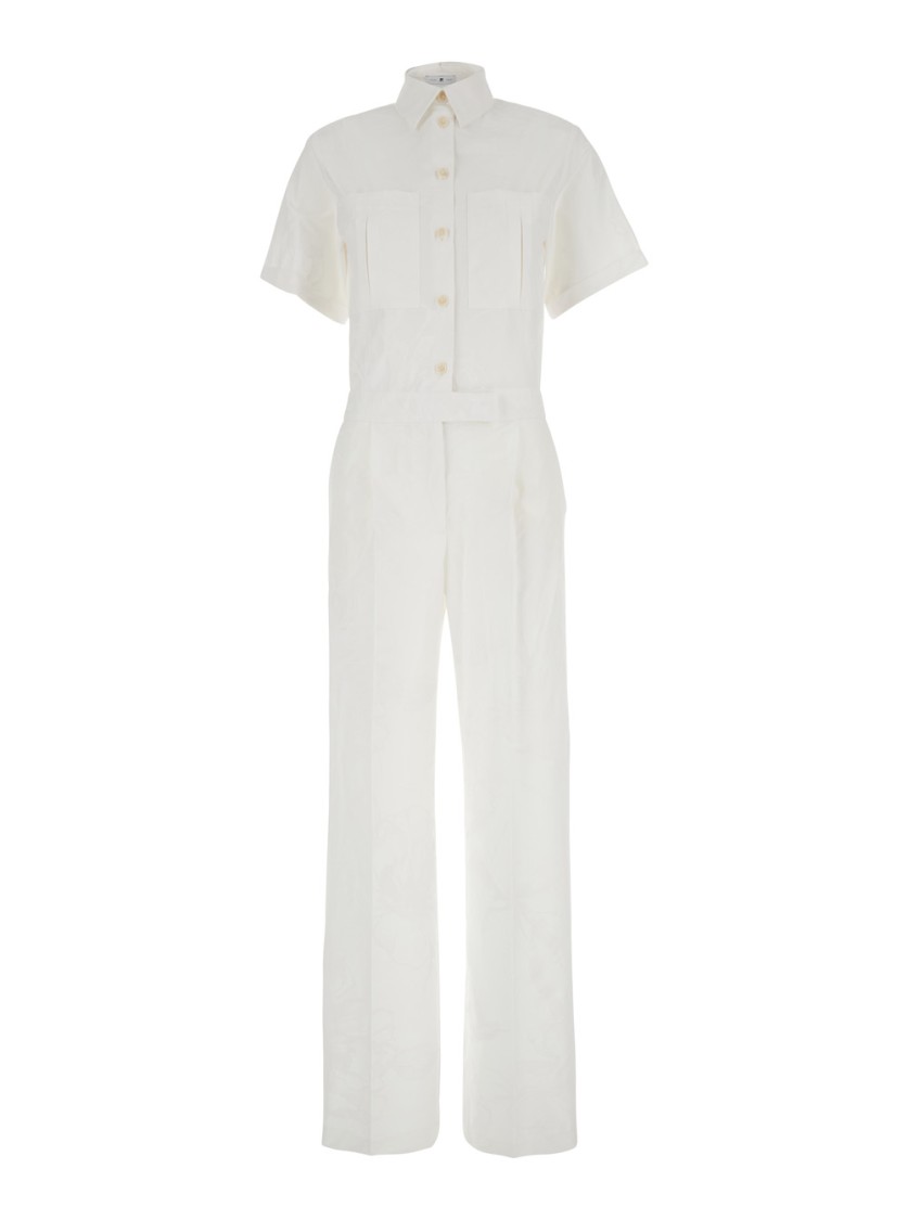Pt Torino White Tracksuit With Patch Pockets On The Chest And Elastic Waist In Cotton Woman