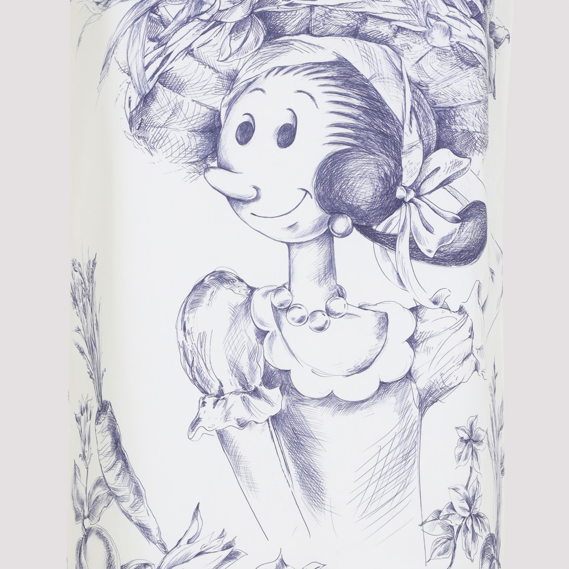 Moschino Maxi Skirt With Whimsical Floral Character Illustration In White