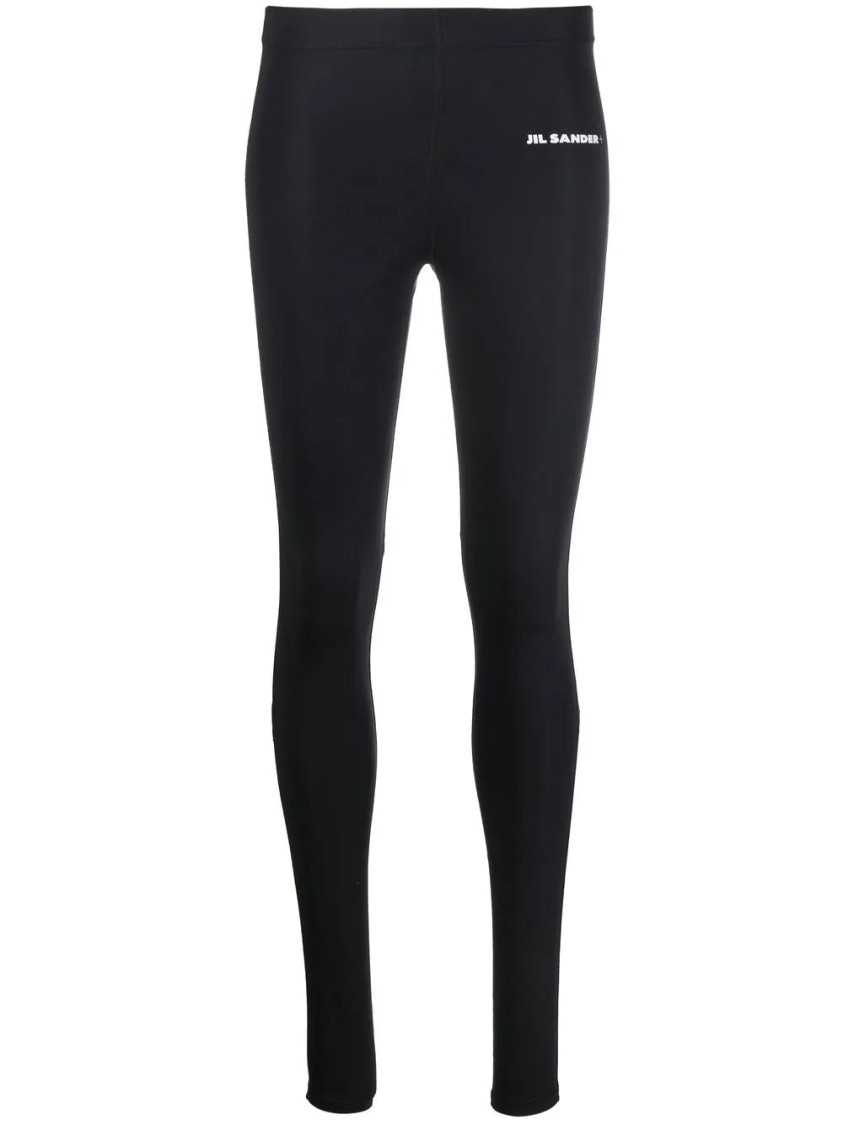 Jil Sander Ankle-length Black Sport Pants With High Waist In Black