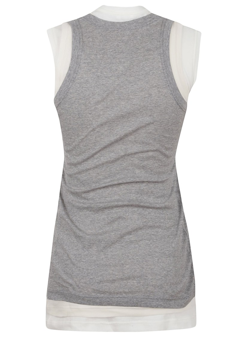 Jil Sander Fitted Sleeveless Top With Contrasting Hem Layer In Grey