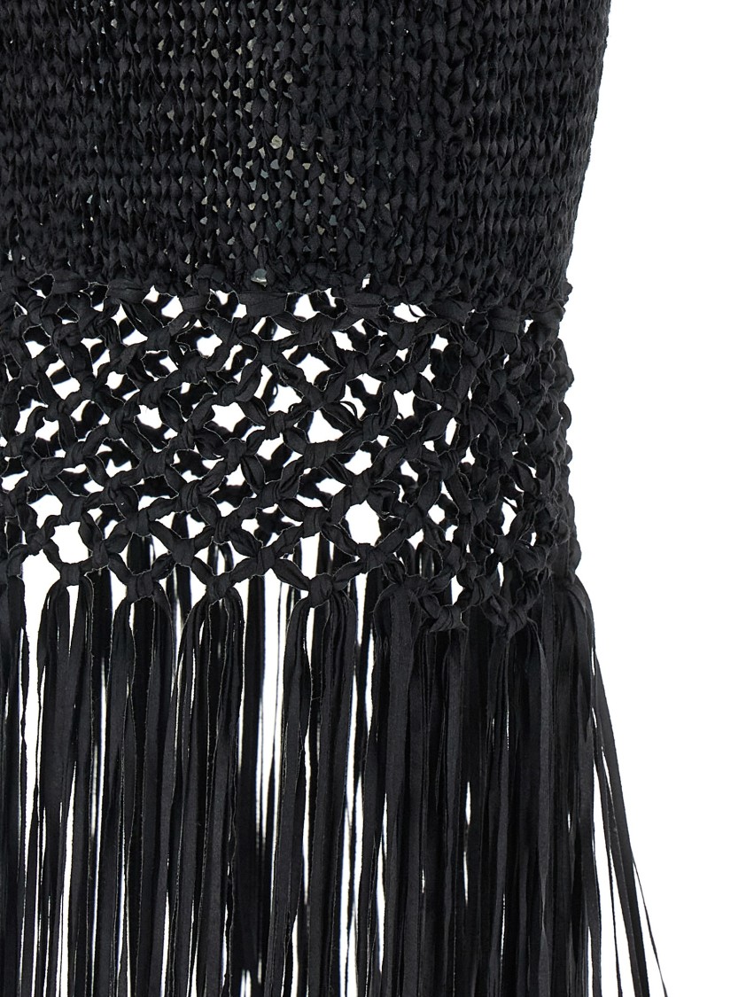 Philosophy Di Lorenzo Serafini Suede Effect Woven Tape Midi Dress