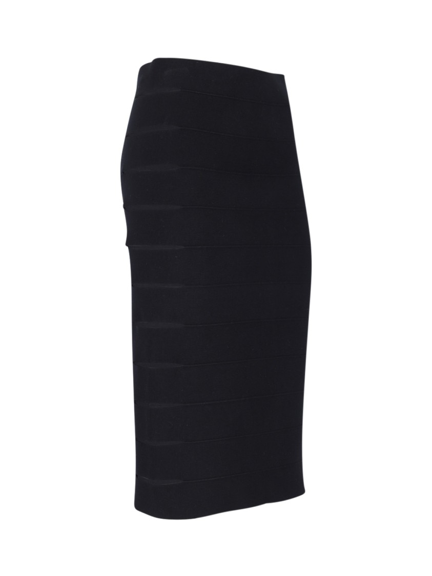 ALAÏA ALAÏA MIDI PENCIL SKIRT IN BLACK FABRIC