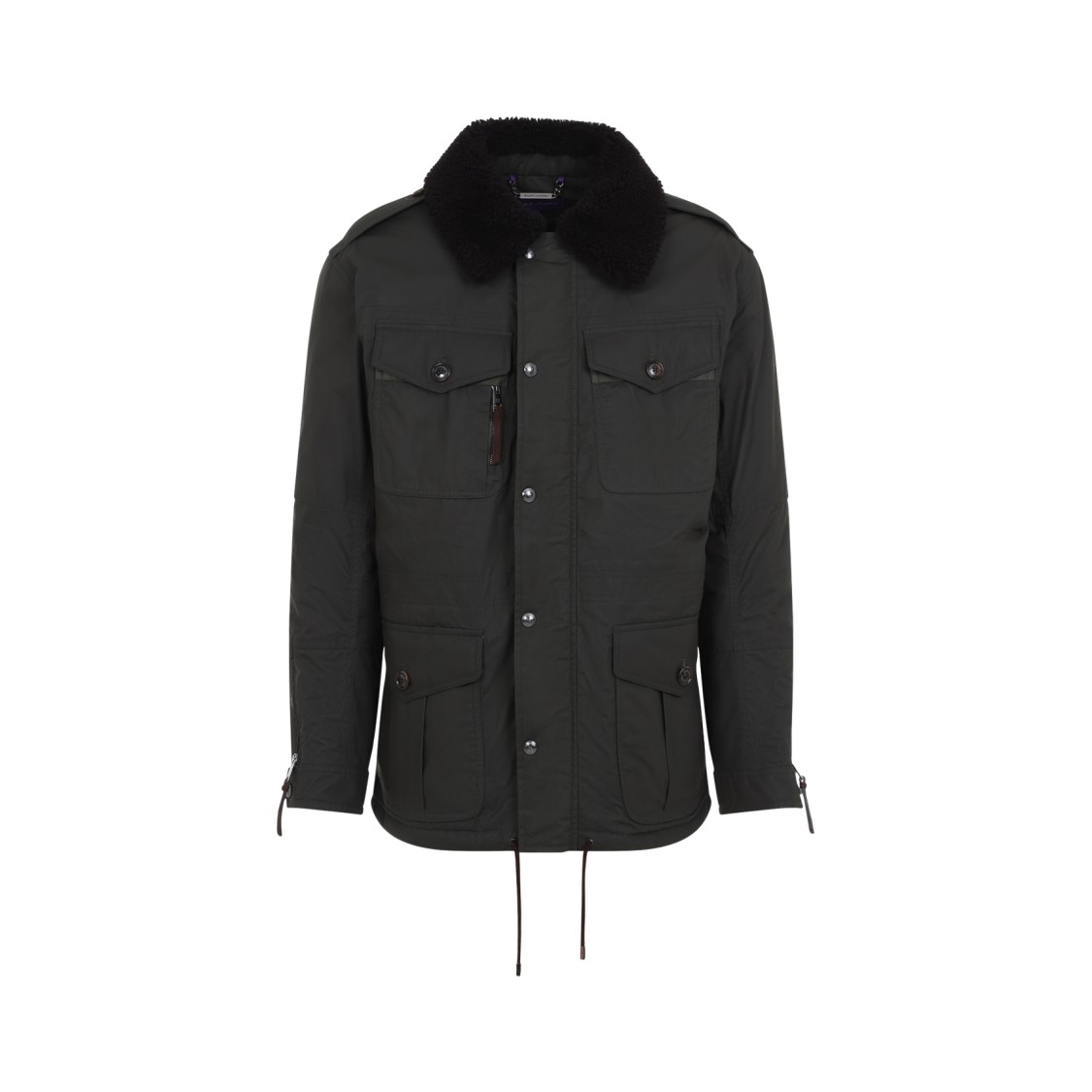 Ralph Lauren X Purple Label Military-inspired Coat With Adjustable Drawstrings In Black