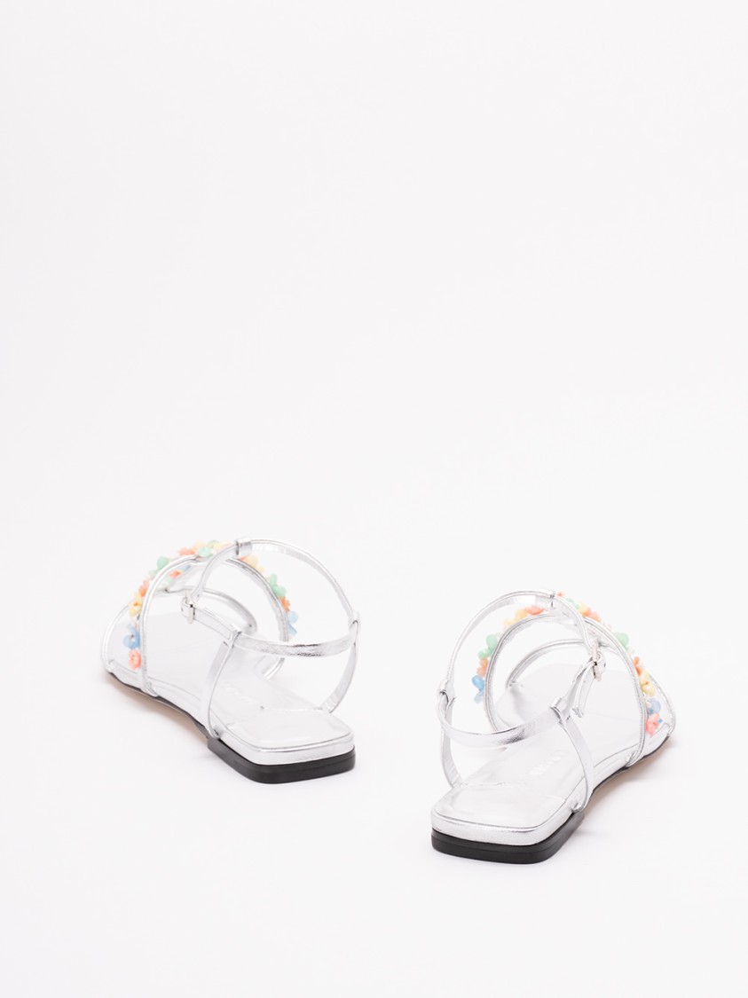 Jimmy Choo Daisy Sandals In Silver Nappa Leather In Multi