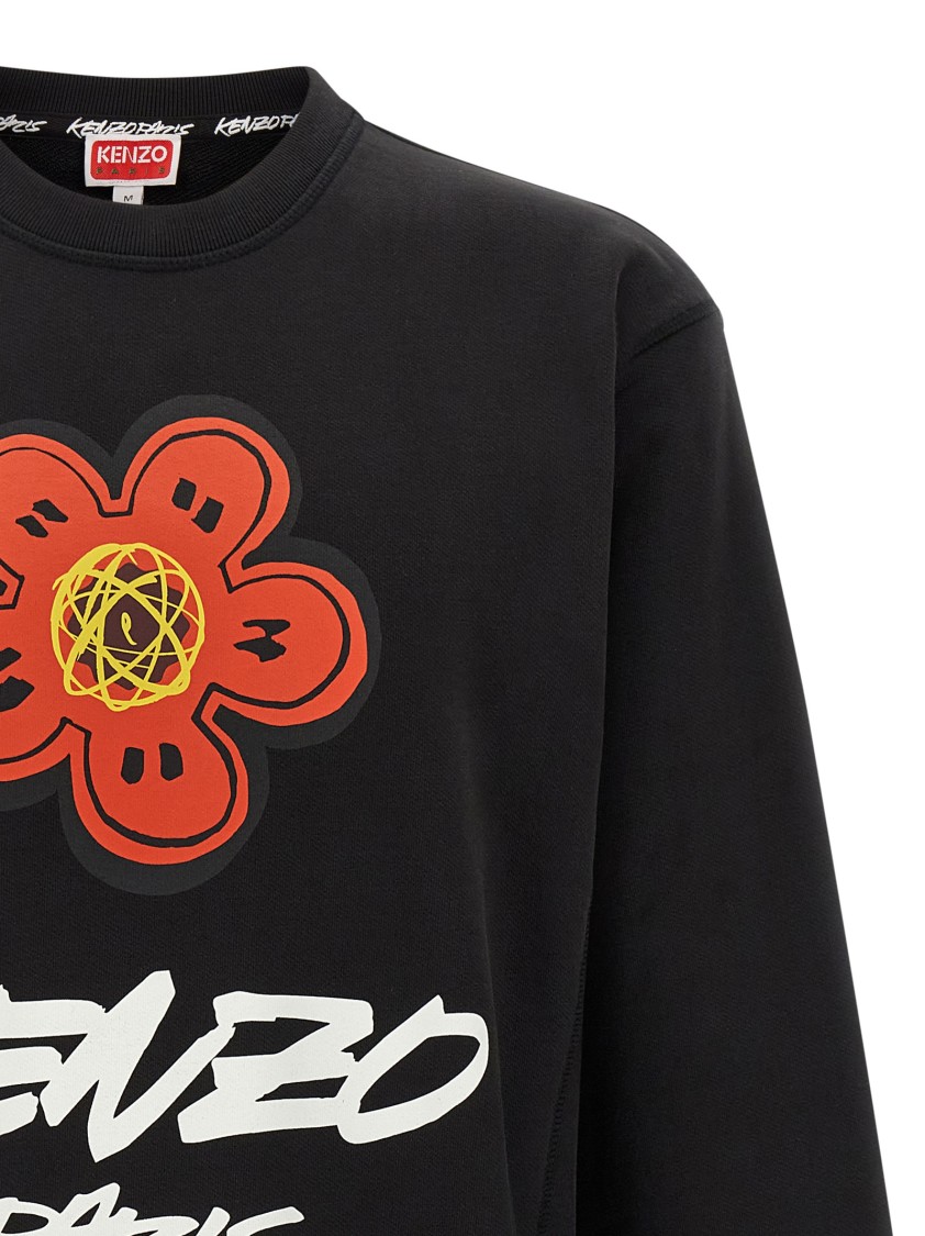 Kenzo Bold Floral Graphic Sweatshirt With Signature Logo In Black