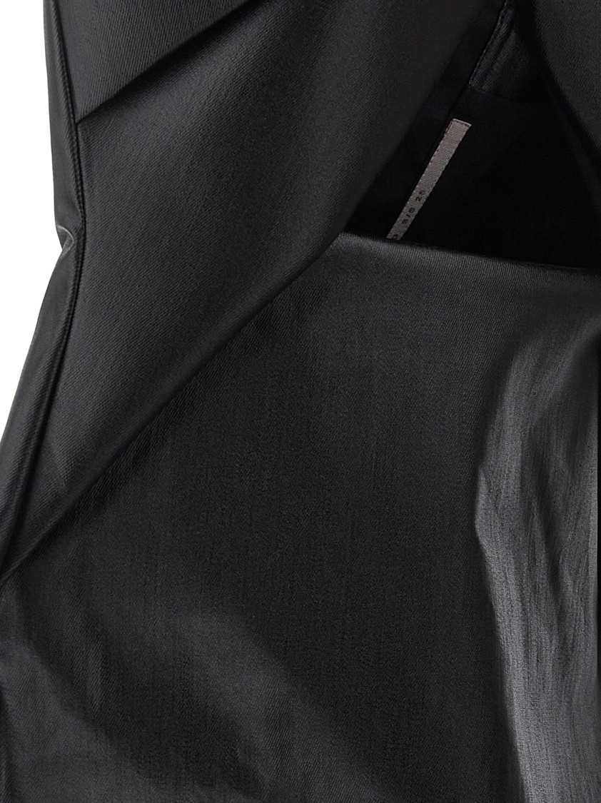 Rick Owens Coated Denim Gown With Front Cut-out In Black