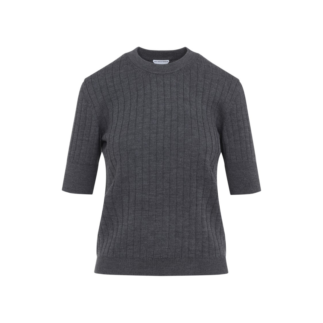 Tシャツ・カットソー Bottega Veneta Anthracite Grey Wool Ribbed Top Bottega Veneta Anthracite Grey Wool Ribbed Top T-Shirt | THE