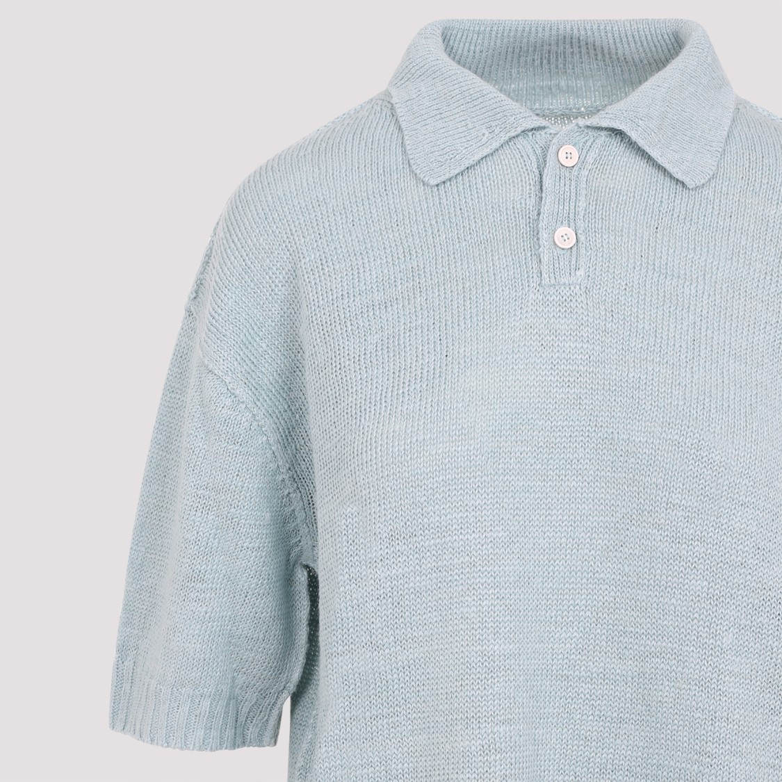 Maison Margiela Short-sleeved Knitted Polo Top In Grey