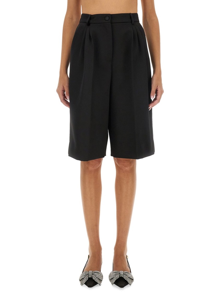 Dolce & Gabbana Tuxedo Knee-length Bermuda Shorts With Side Stripes In Black
