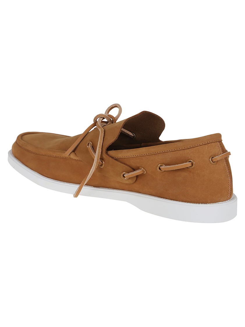 Shop Marni Deconstructed Nubuck Boat Loafers With Leather Laces In Brown