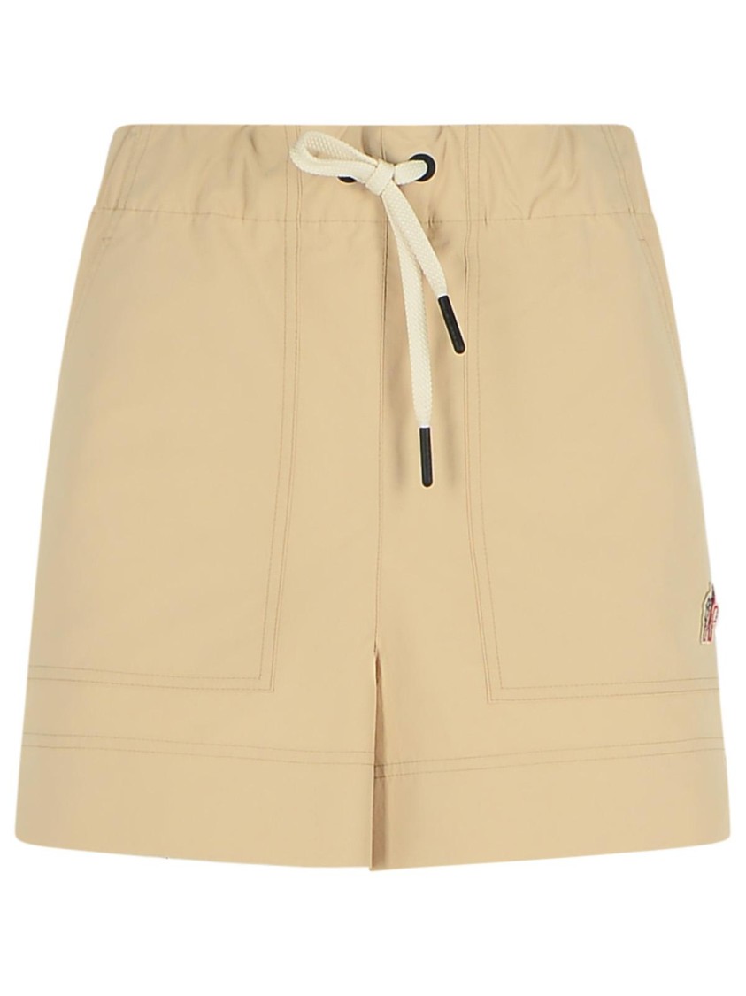 Moncler Shorts Elastic Waistband Side Pockets In Neutrals