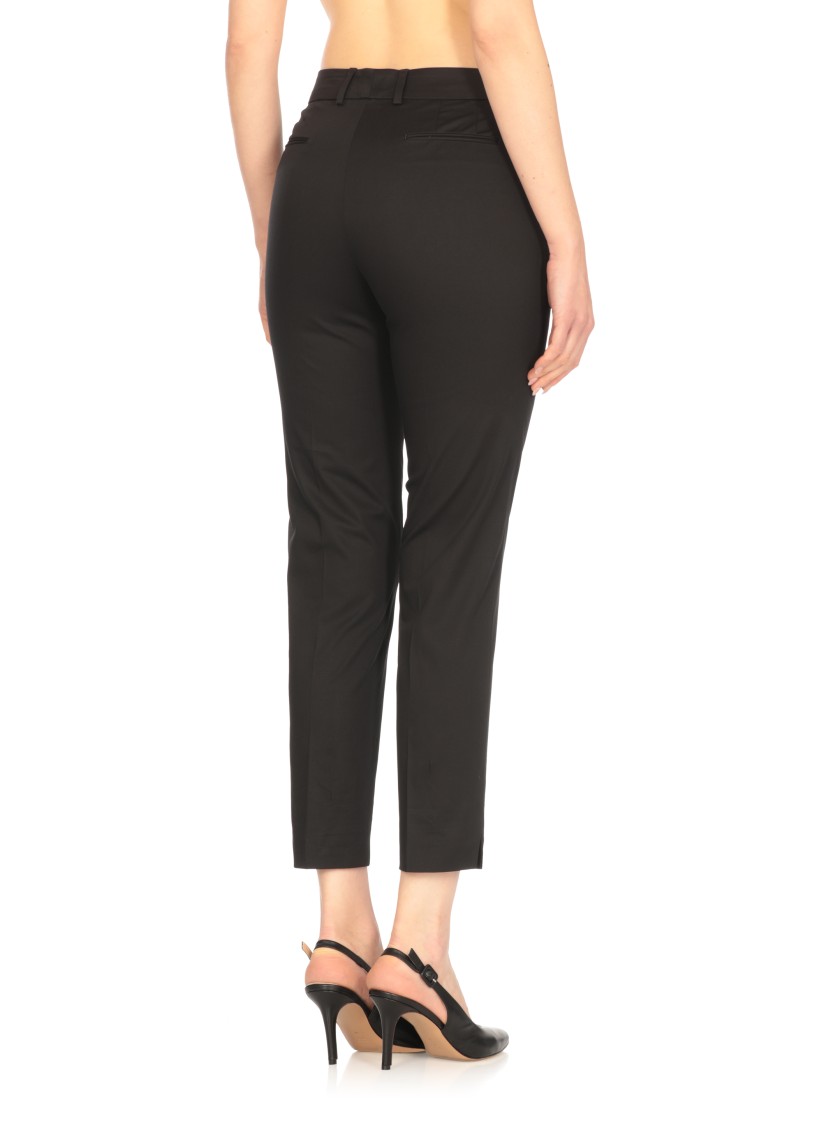 Pt Torino Tailored Black Cotton Pants With Front Fastening And Pocket Detail