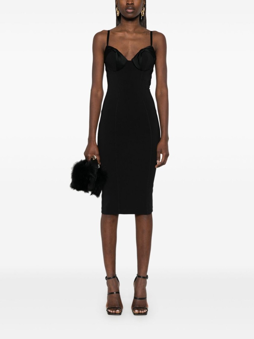 Elisabetta Franchi Black Midi Pencil Dress With A Back Slit In Black