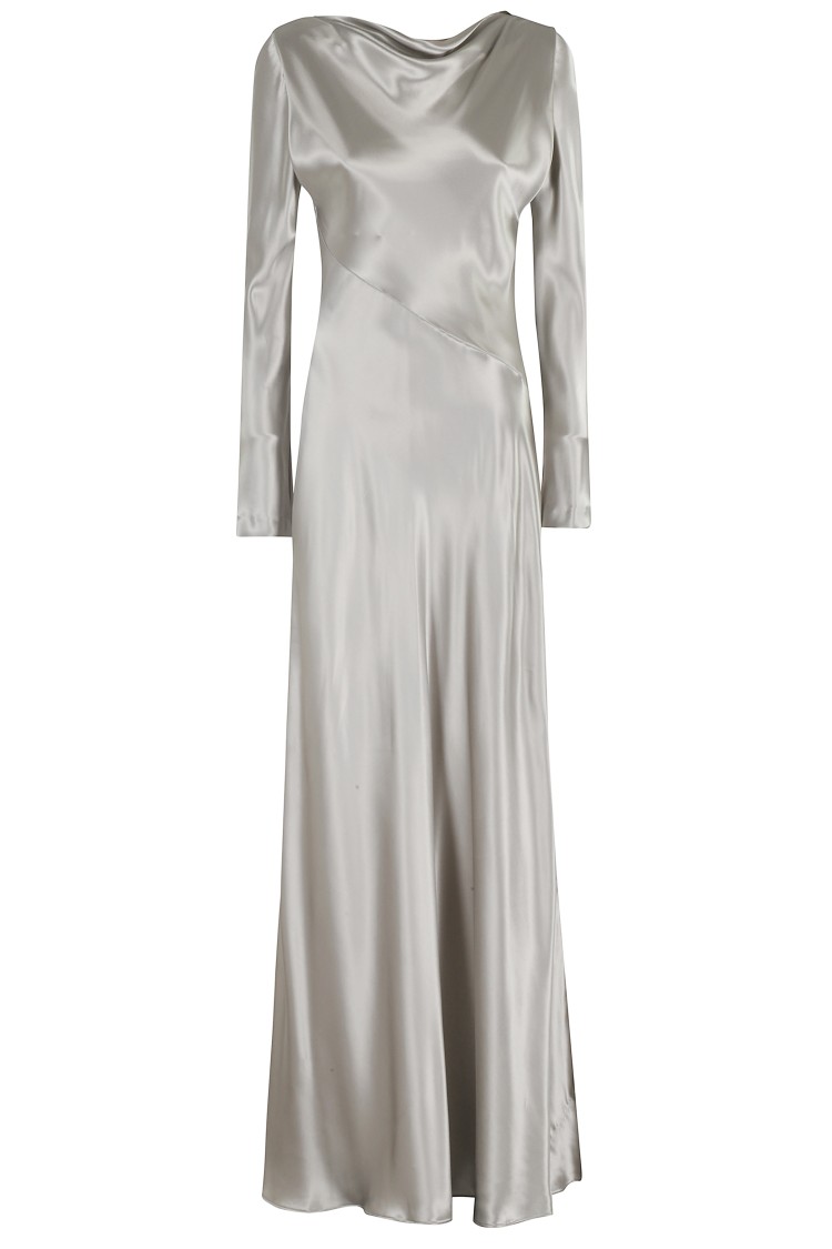 Alberta Ferretti Abito Raso Lucido In Silver
