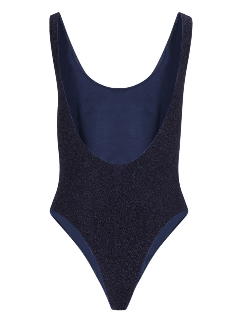 Oseree Glitter Finish Sporty Swimsuit With High-cut Legs In Blue