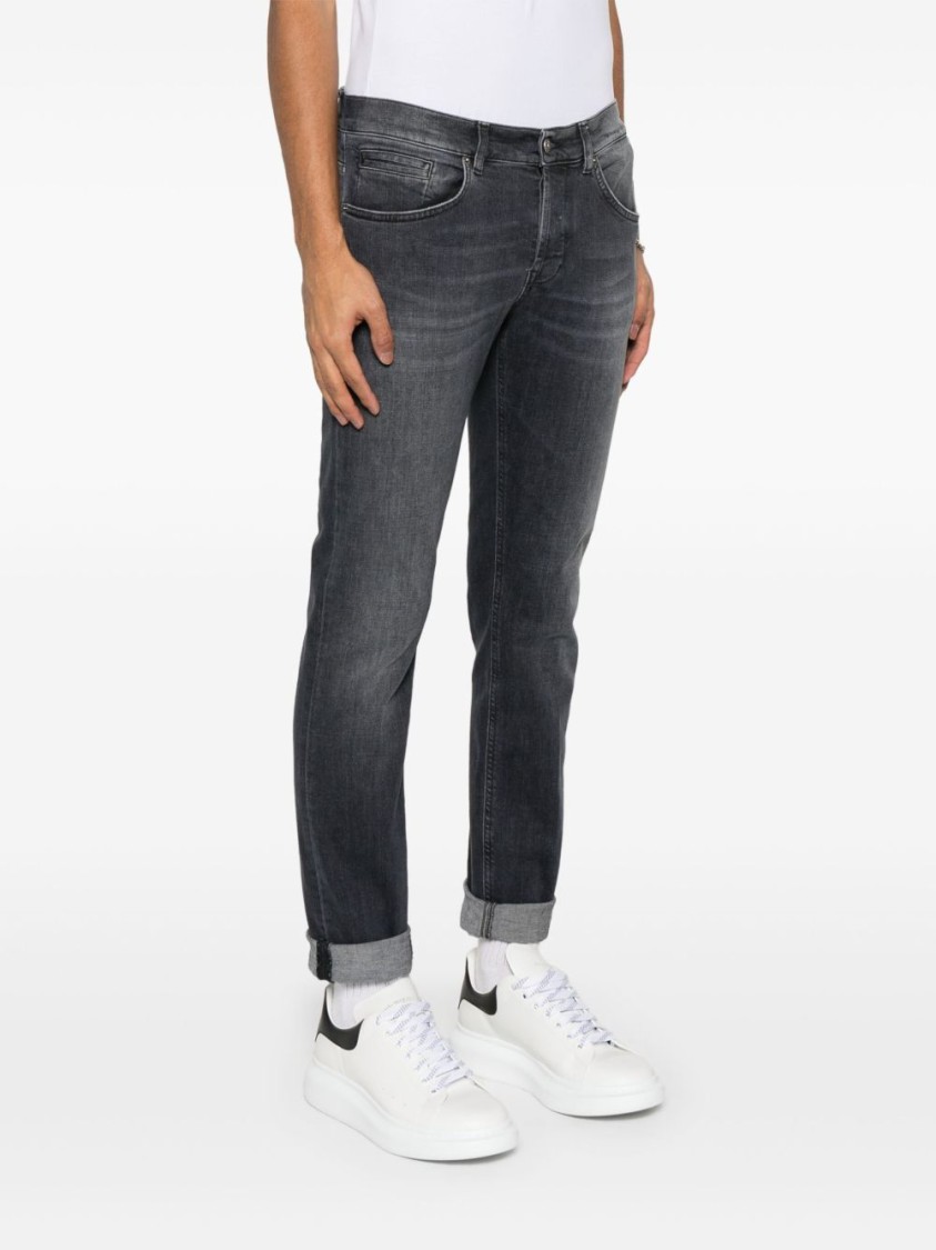 Dondup Grey Denim Jeans With Concealed Fly In Grey