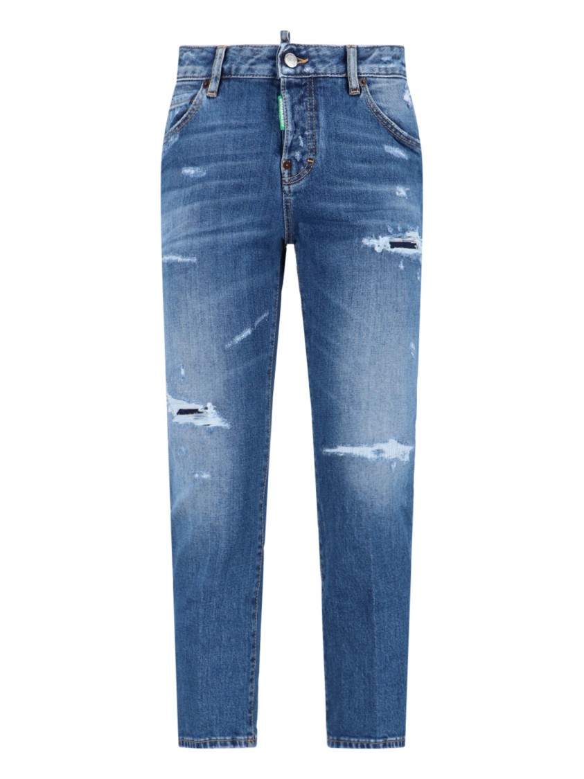 Shop Dsquared2 Slim Fit Distressed Denim Jeans In Blue