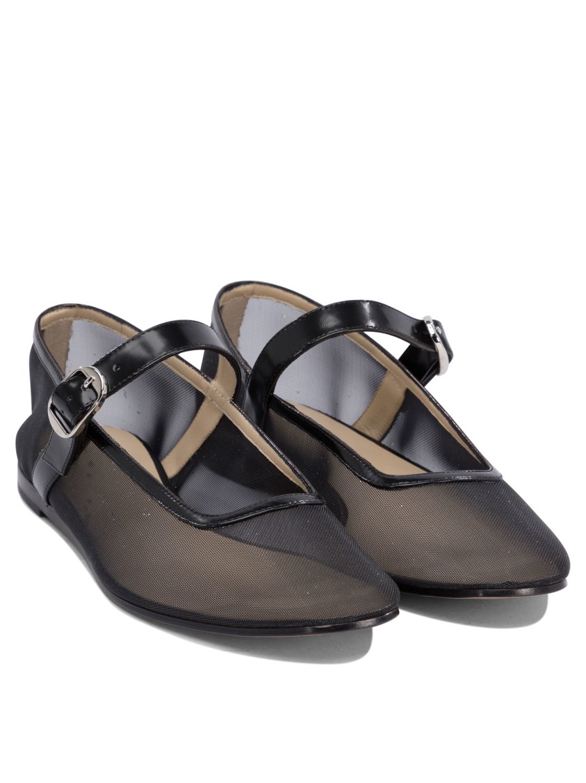 Le Monde Beryl Le Monde Béryl Pointed Toe Ballerinas With Semi-transparent Mesh In Gray