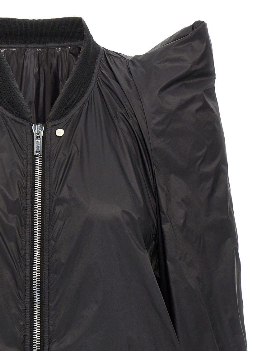 Rick Owens Lightweight Nylon Jacket With Ribbed Knit Details In Black