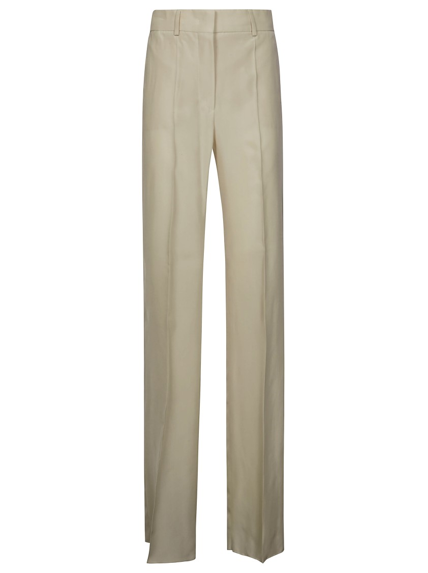 Sportmax Straight-leg Viscose Trousers With Tailored Finish In Neutral