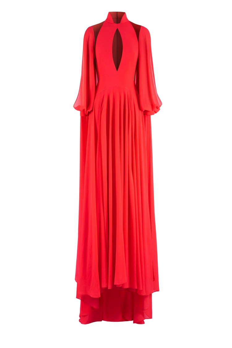 Saiid Kobeisy Crepe Georgette Long Dress In Red