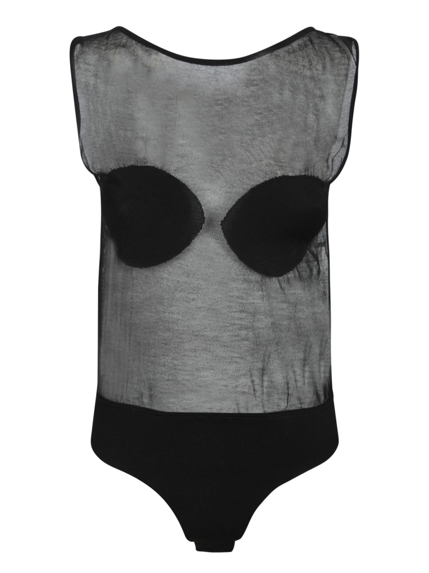 Jacquemus Black Bodysuit With Daring Open Back In Grey