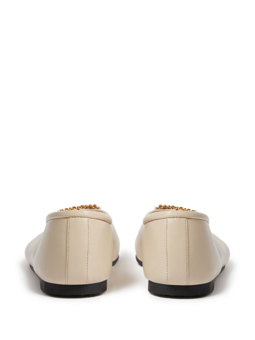 Stella Mccartney Rounded Toe Flats With Subtle Chain Detail In Neutrals