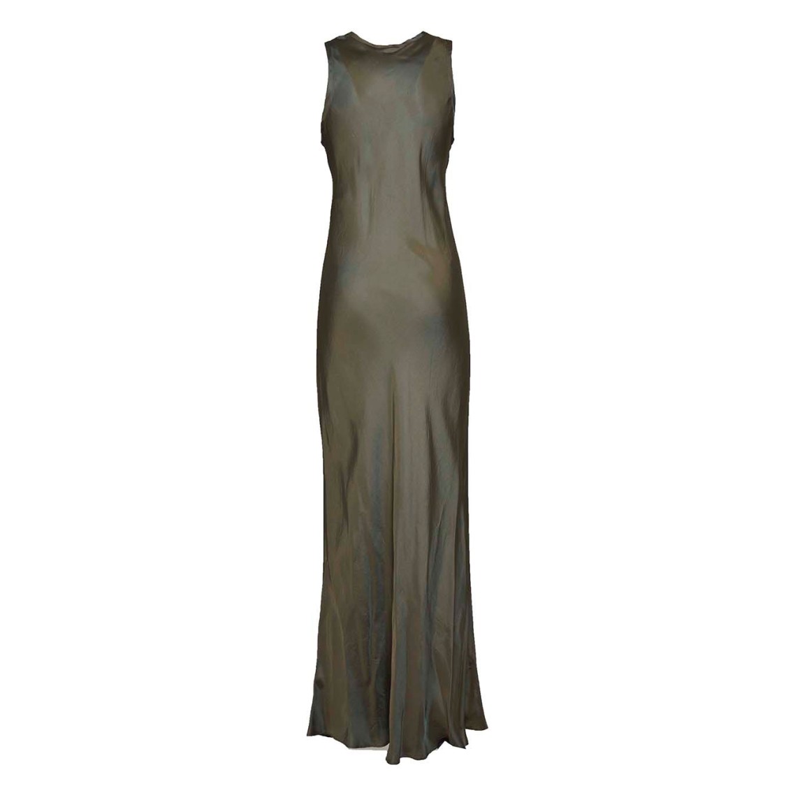 Aspesi Military Green Viscose Twill Slip Dress