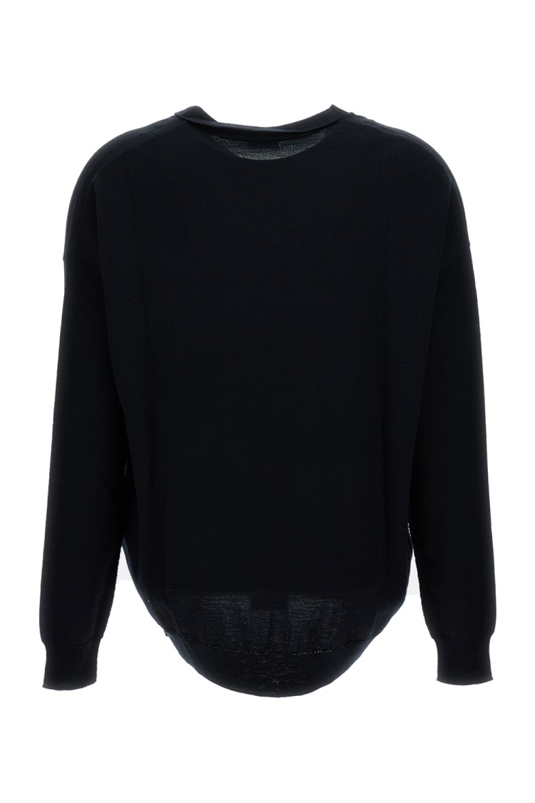 Hira V-neck Sweater With Ribbed Detailing In Black