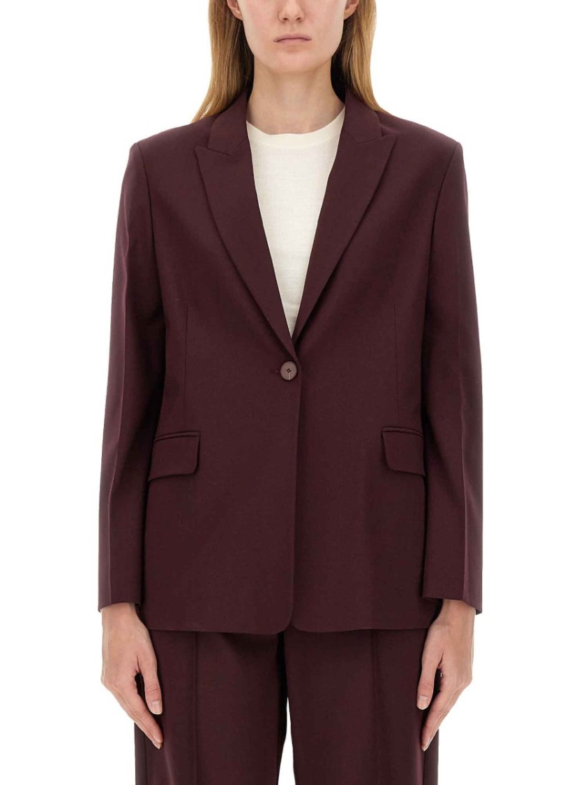 Alysi Single-breasted Blazer In Burgundy