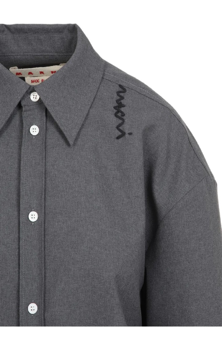 Shop Marni Relaxed-fit Virgin Wool Shirt In Grey