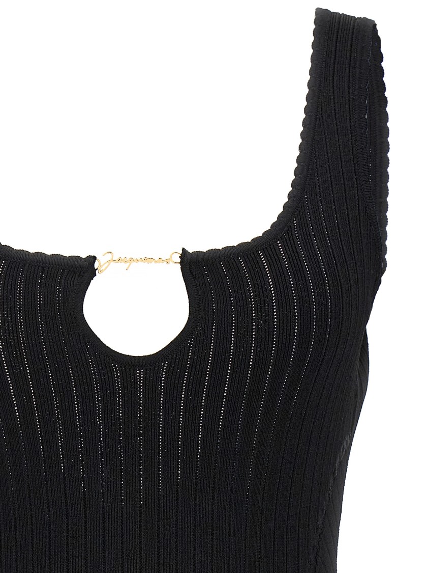 Jacquemus La Mini Robe Sierra Knitted Mini Dress In Black