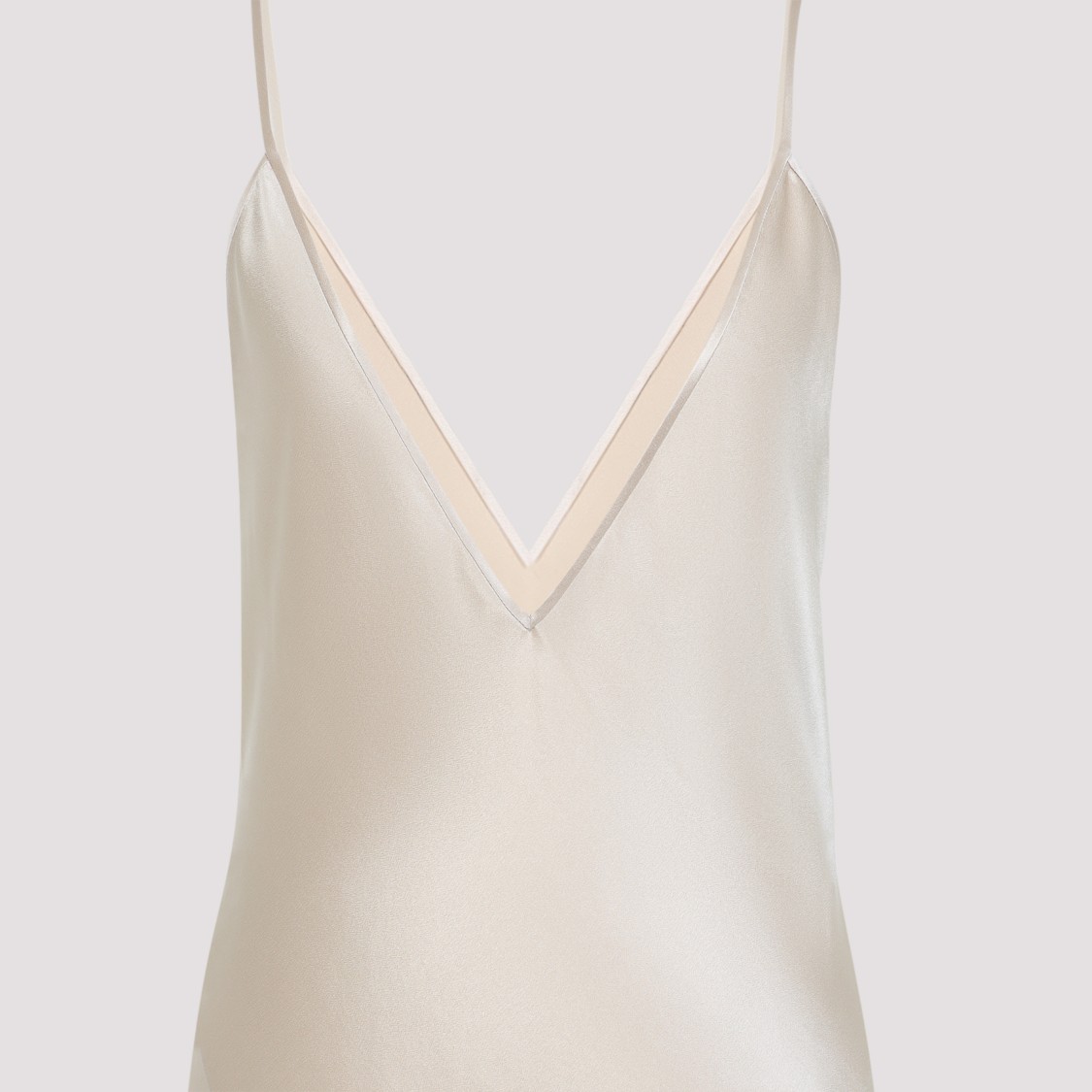 Saint Laurent Sleeveless Maxi Dress In Silk In Neutrals