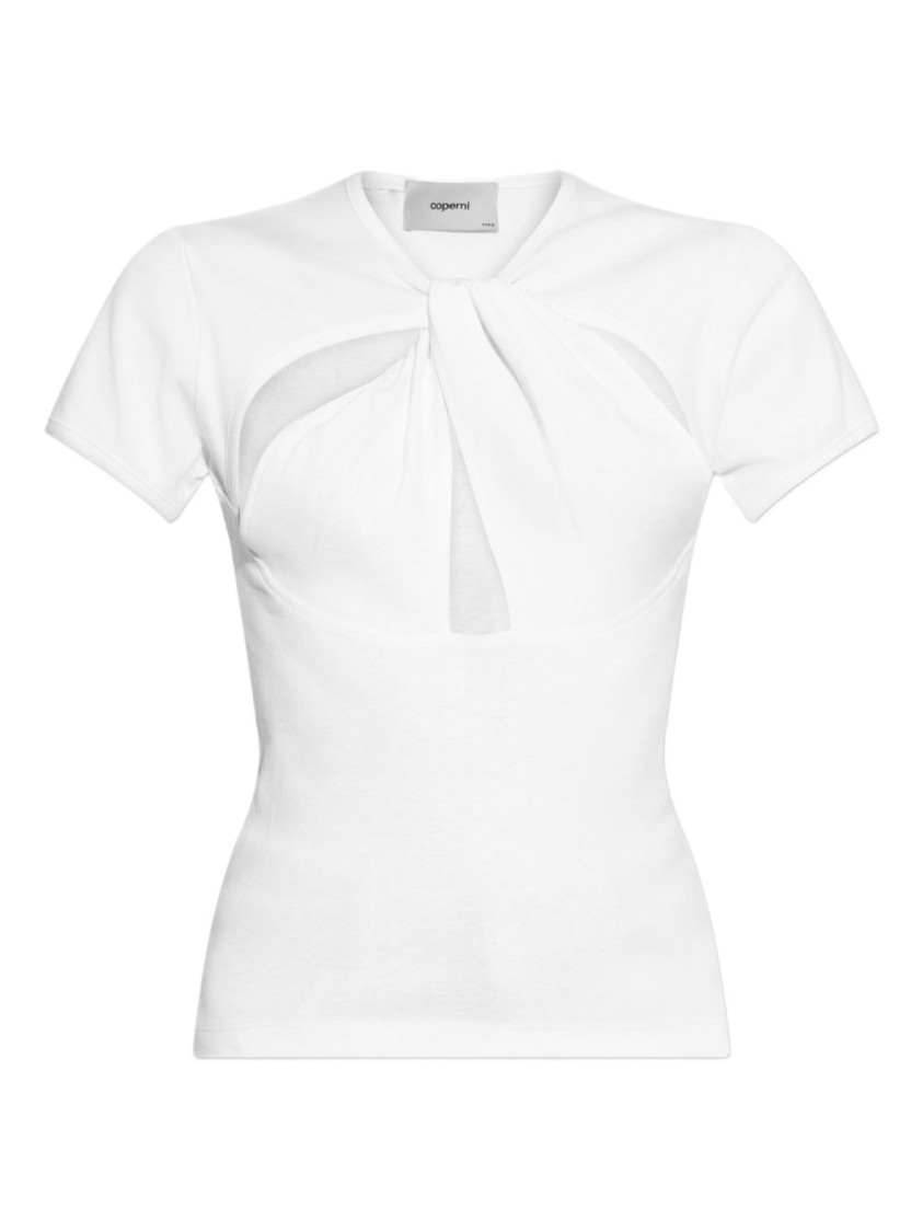 Coperni Cut-out Design Black T-shirt With Modern Silhouette In White