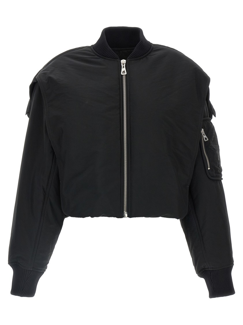 Jean Paul Gaultier Cropped Bomber With Hidden Hood Detail In Black
