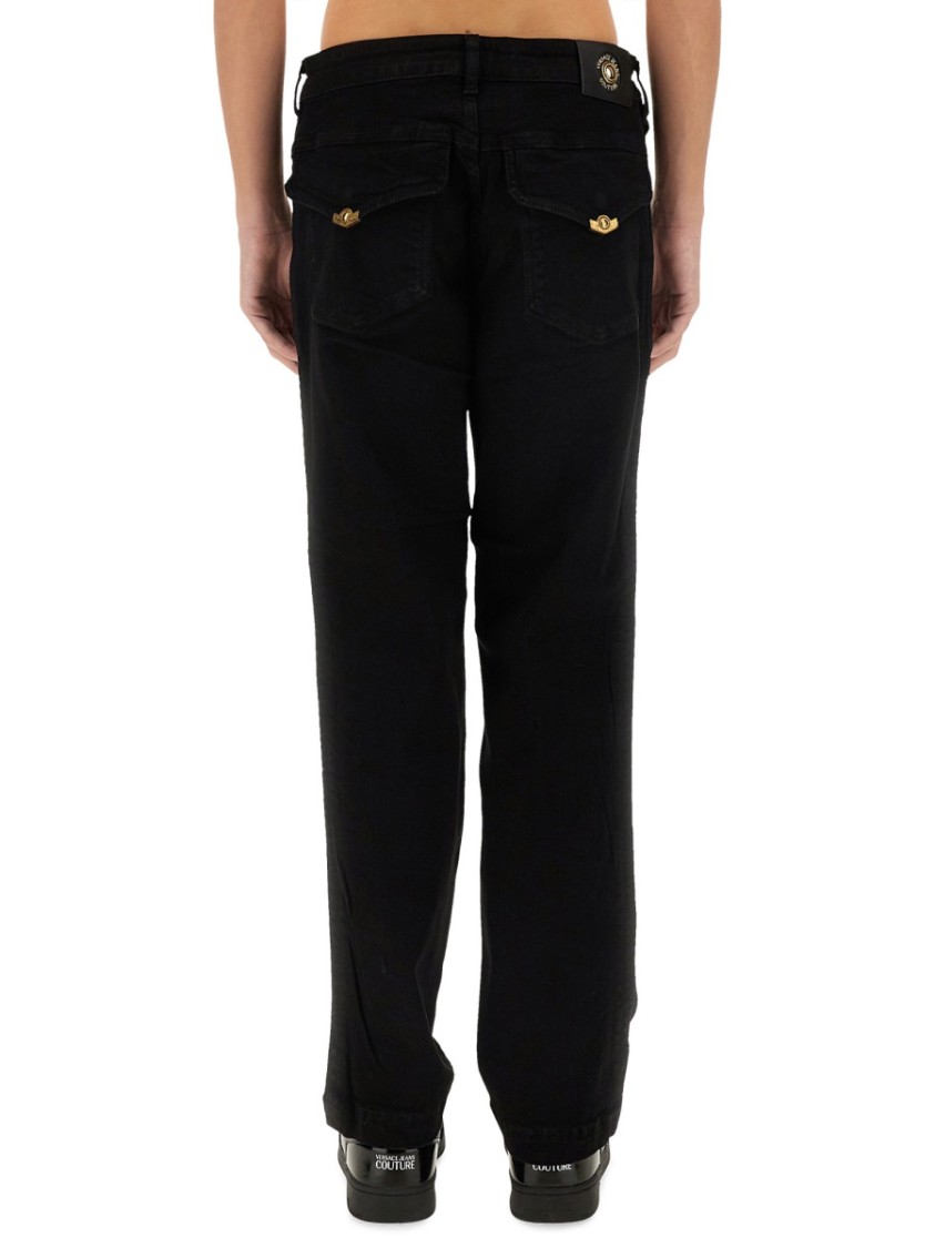 Shop Versace Jeans Couture Cotton Jeans In Black