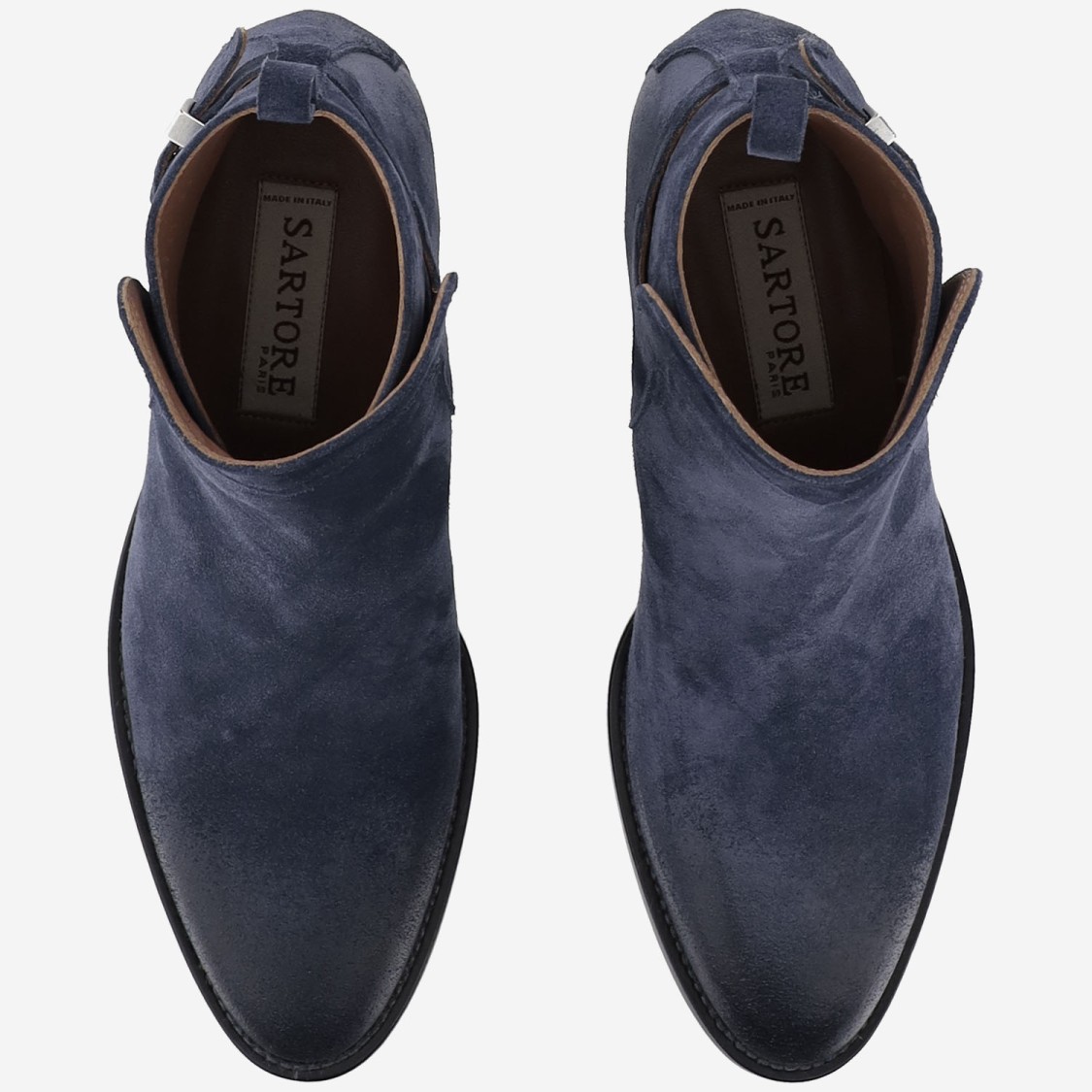 Sartore Buckle-detail Ankle Boots In Blue