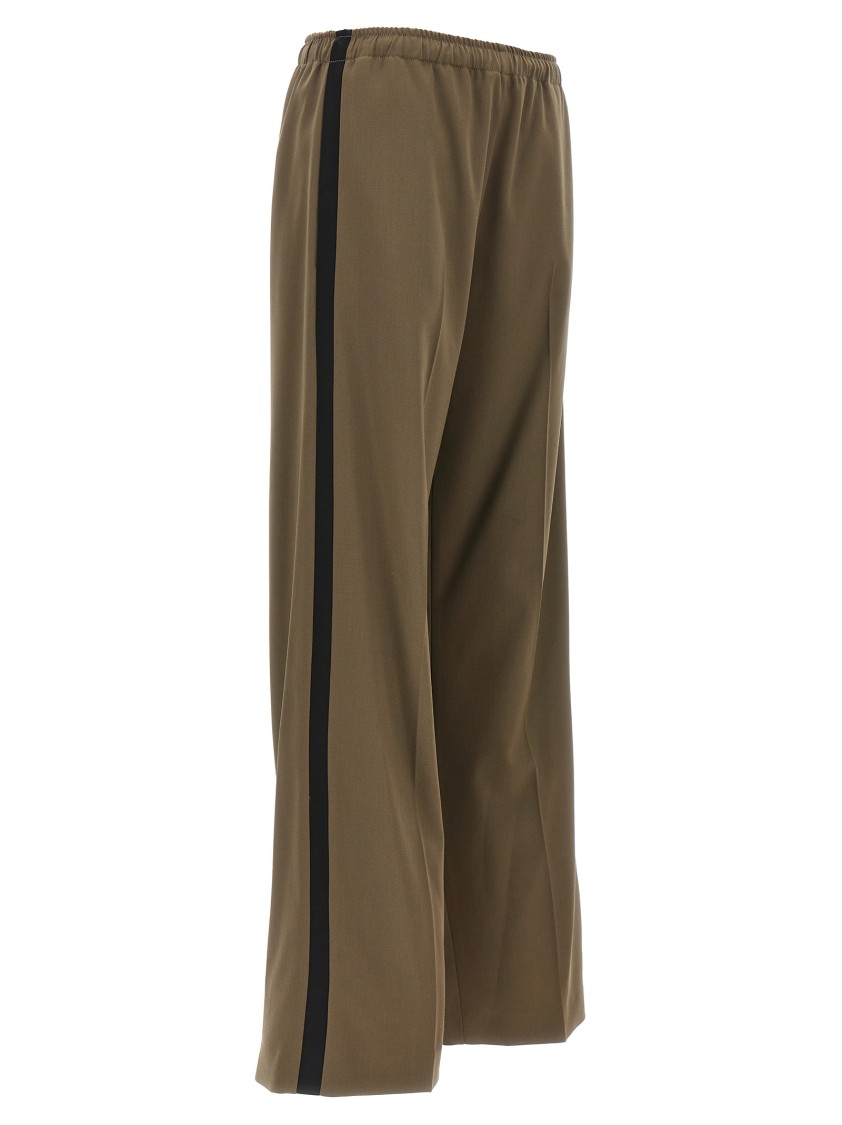Mm6 Maison Margiela Mm6 By Maison Margiela Brown Satin Band Pants With Contrast Detailing In Green
