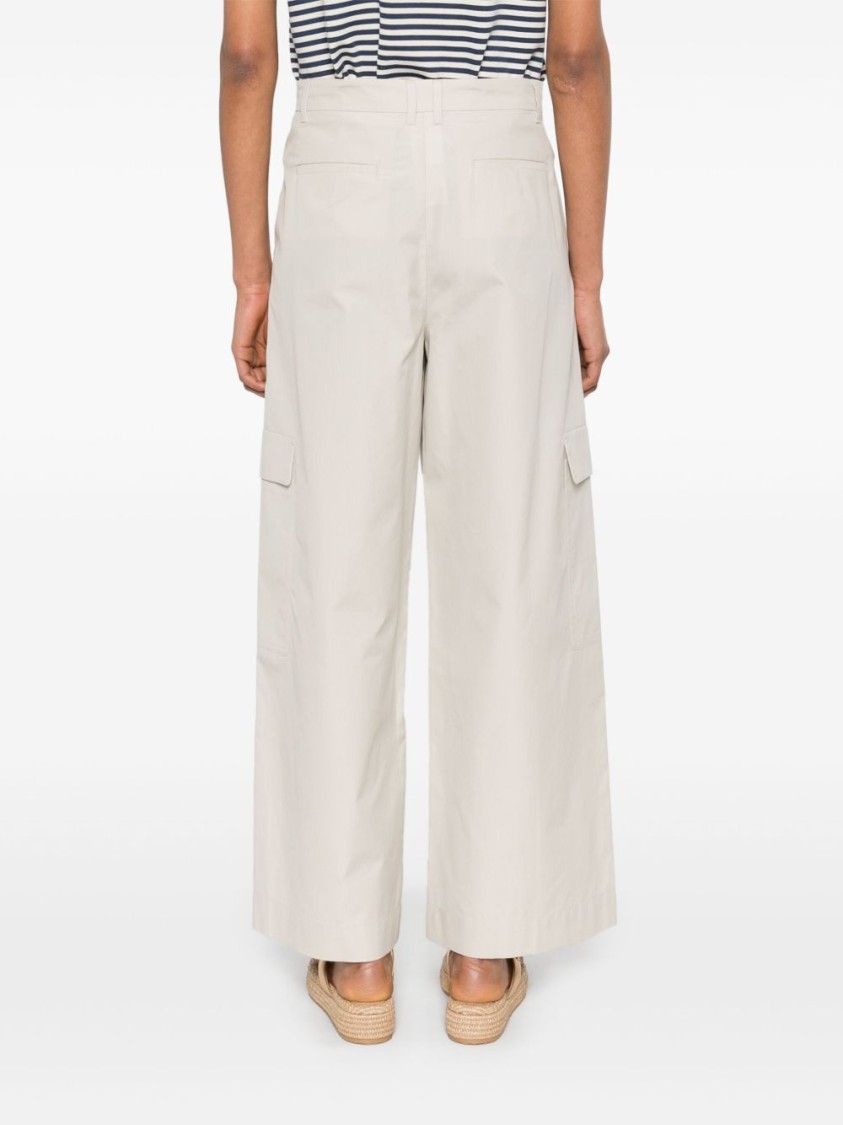 Max Mara Wide-leg Beige Trousers With High Waist In Neutral
