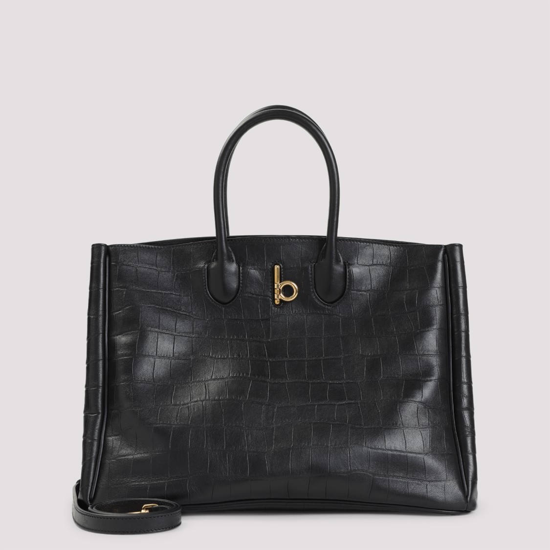 Burberry Black Leather Rocking Horse Tote Bag