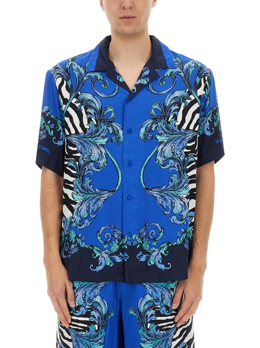 Shop Versace Jeans Couture Relaxed-fit Short-sleeved Shirt With Floral
