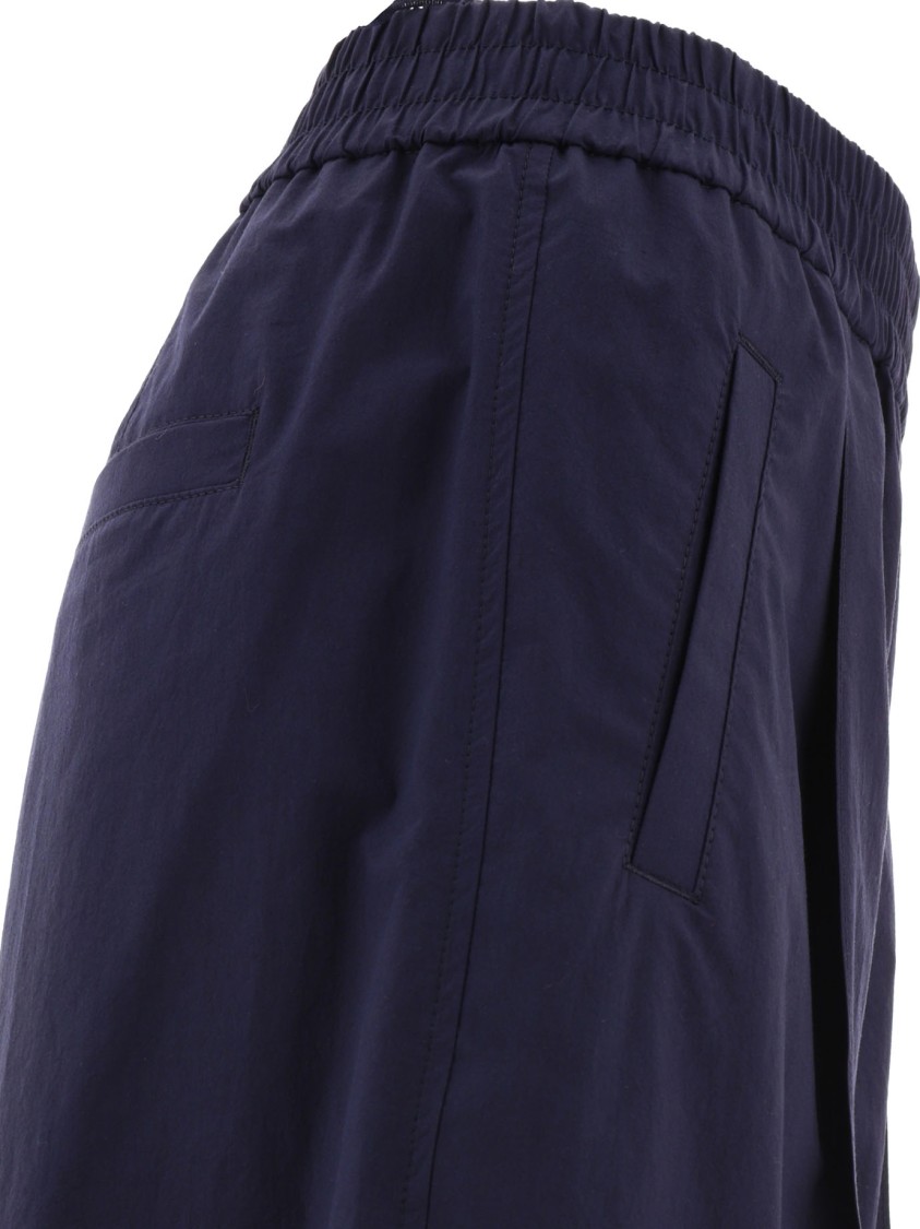 Brunello Cucinelli Relaxed Wide-leg Trousers With Elastic Waistband In Blue