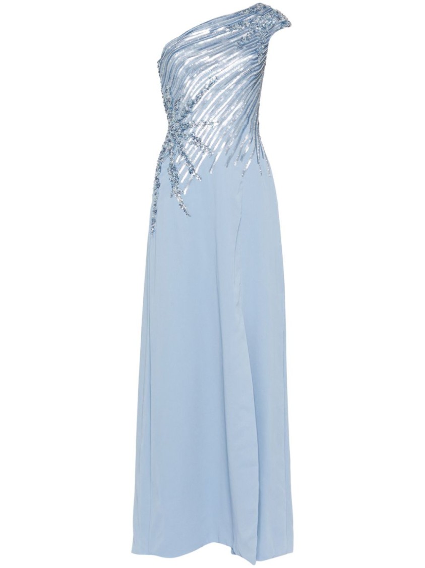 Saiid Kobeisy One Shoulder Sequin Long Dress In Blue