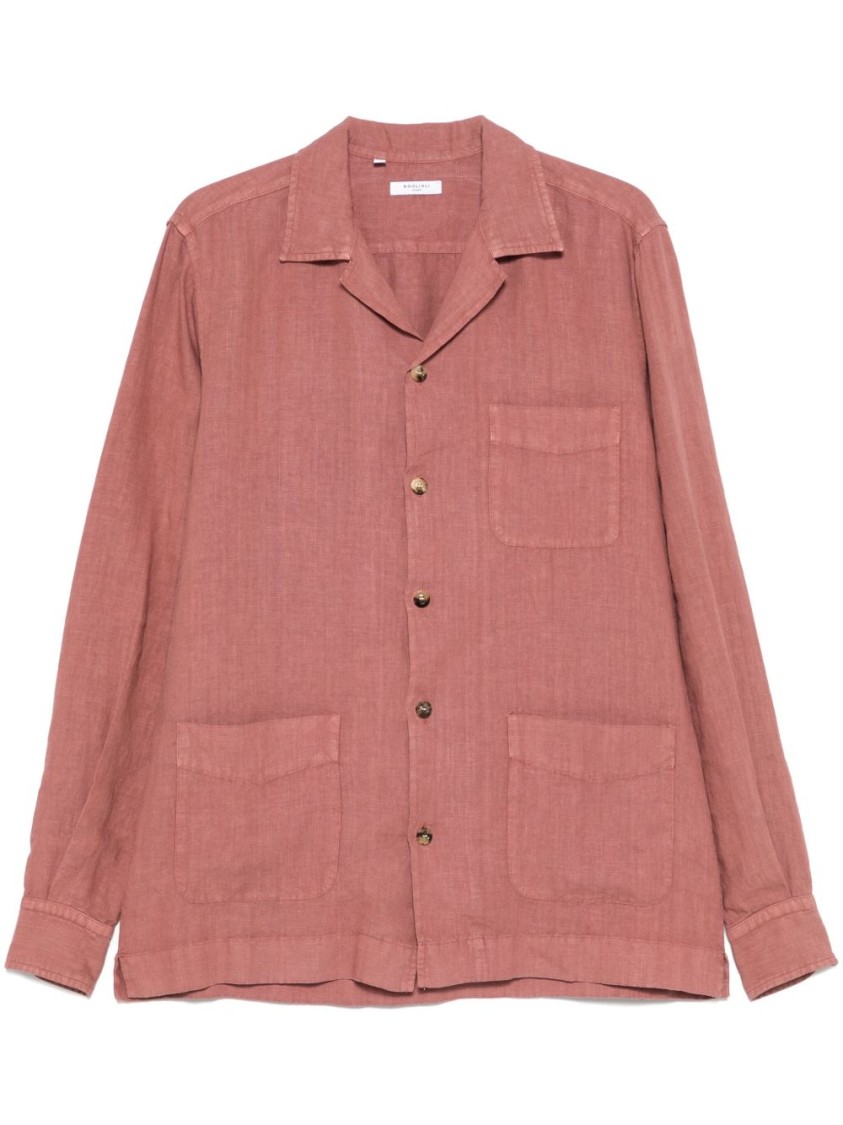 Boglioli Relaxed Fit Dark Pink Overshirt In Neutrals