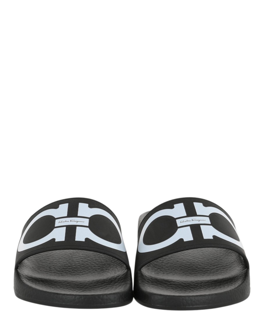 Ferragamo Gancini-print Open-toe Slides