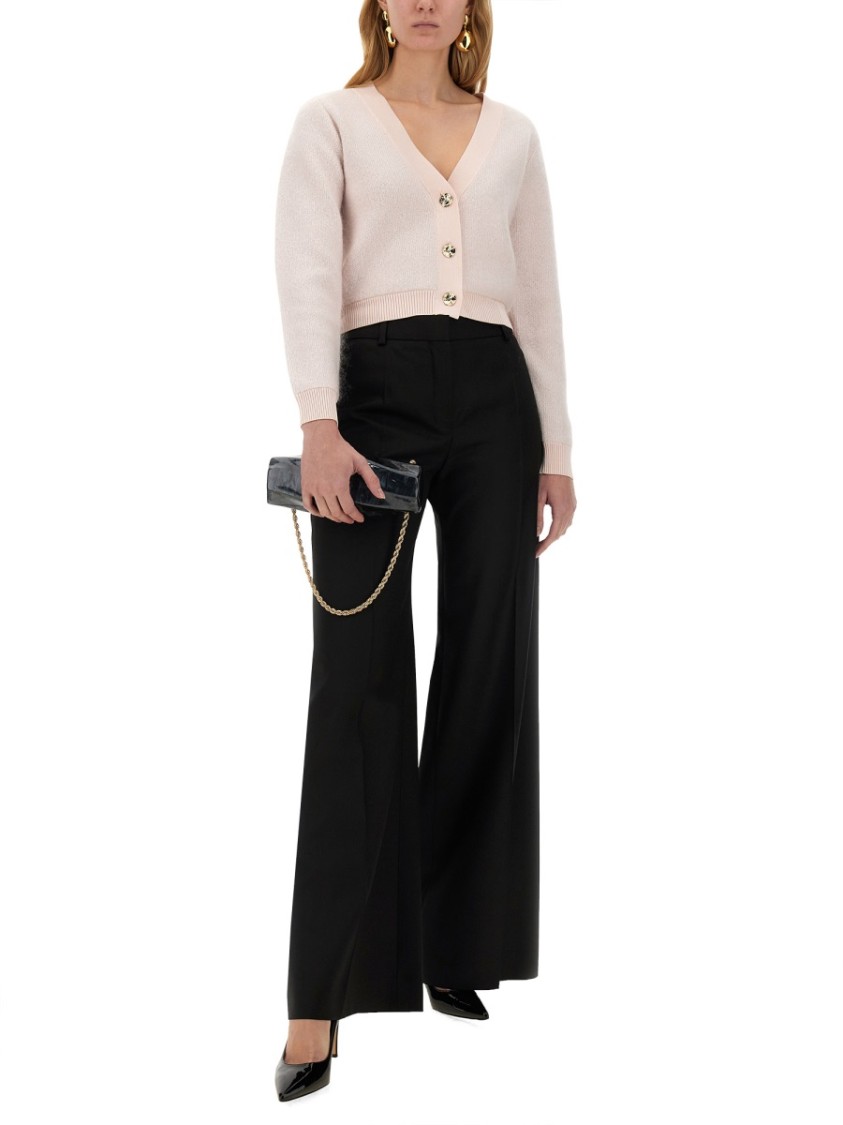 Nina Ricci High Waist Pleated Wide-leg Trousers In Black