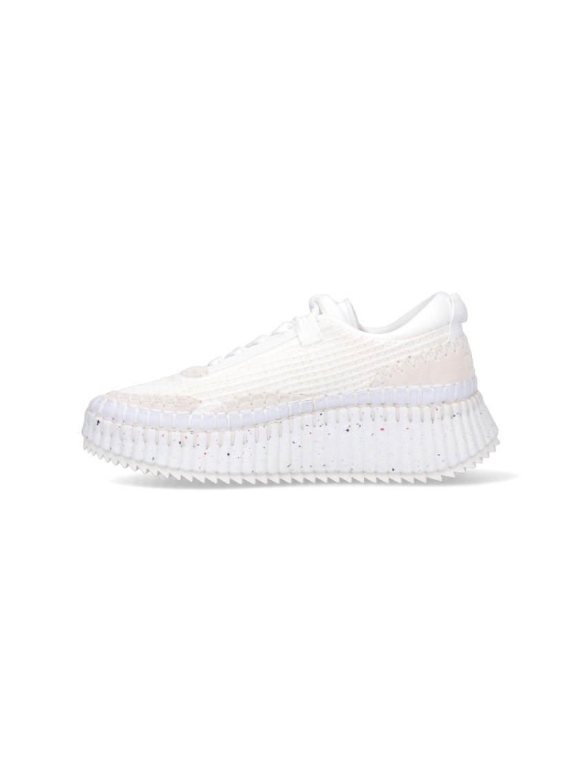 Chloé Low Top Sneakers Textured Sole In White