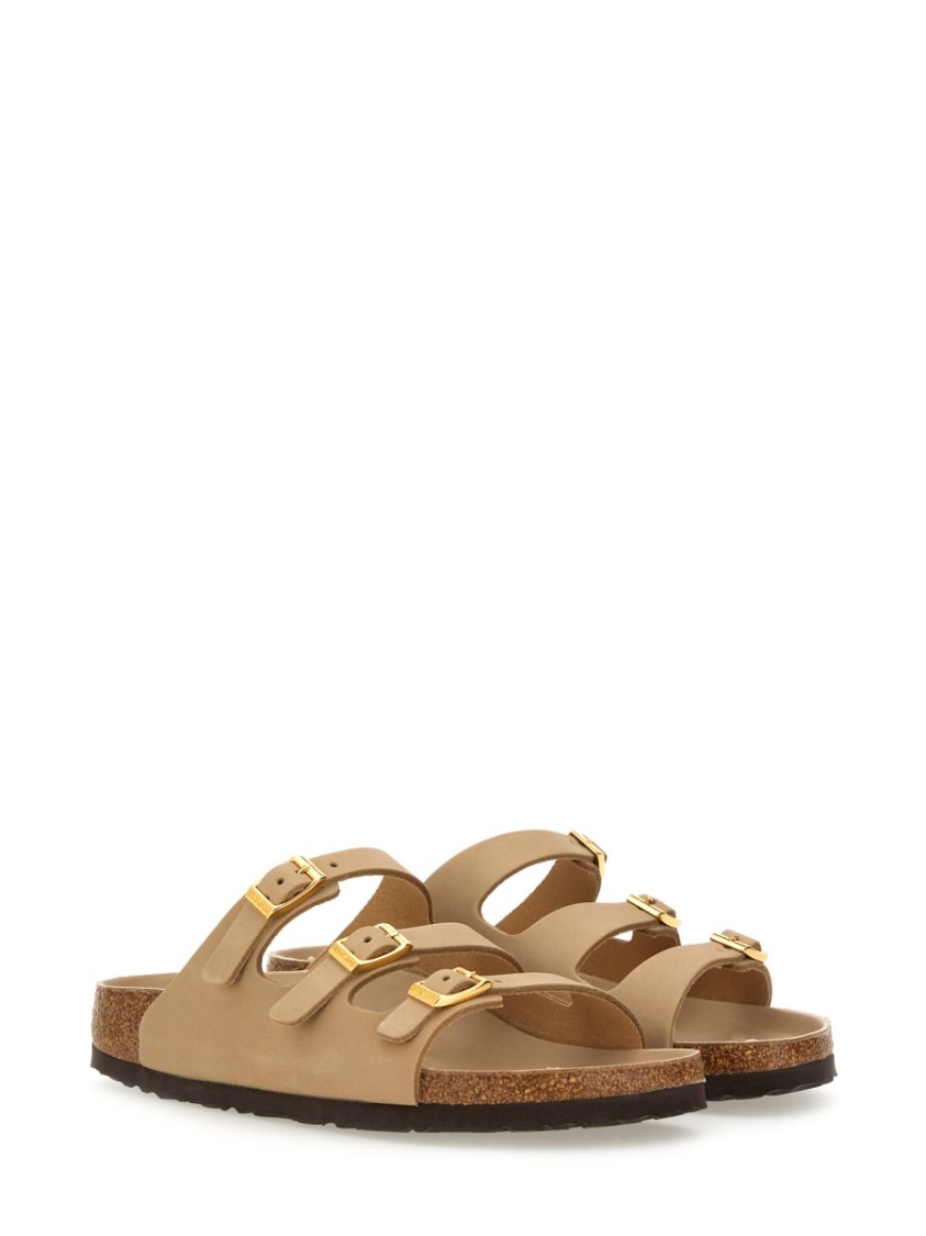 Birkenstock Beige Leather Florida Slippers