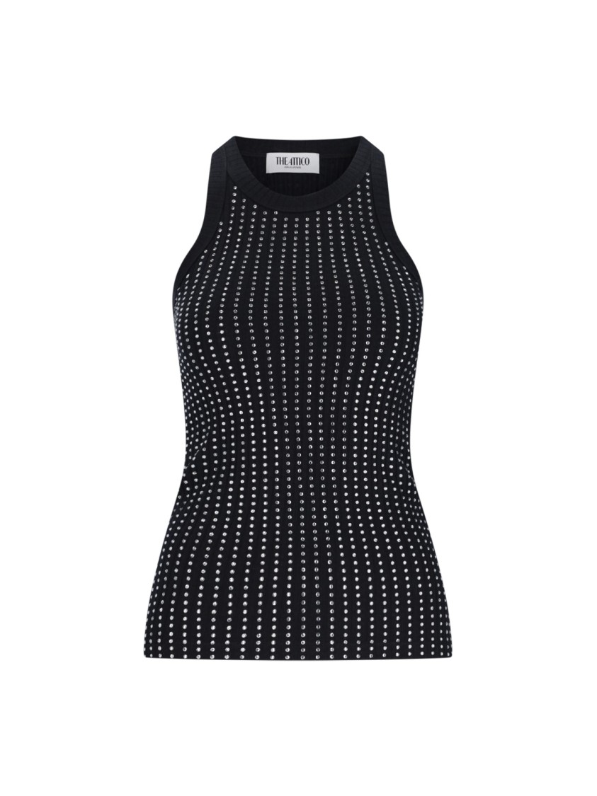 Shop Attico The Crystal Tank Top – Black