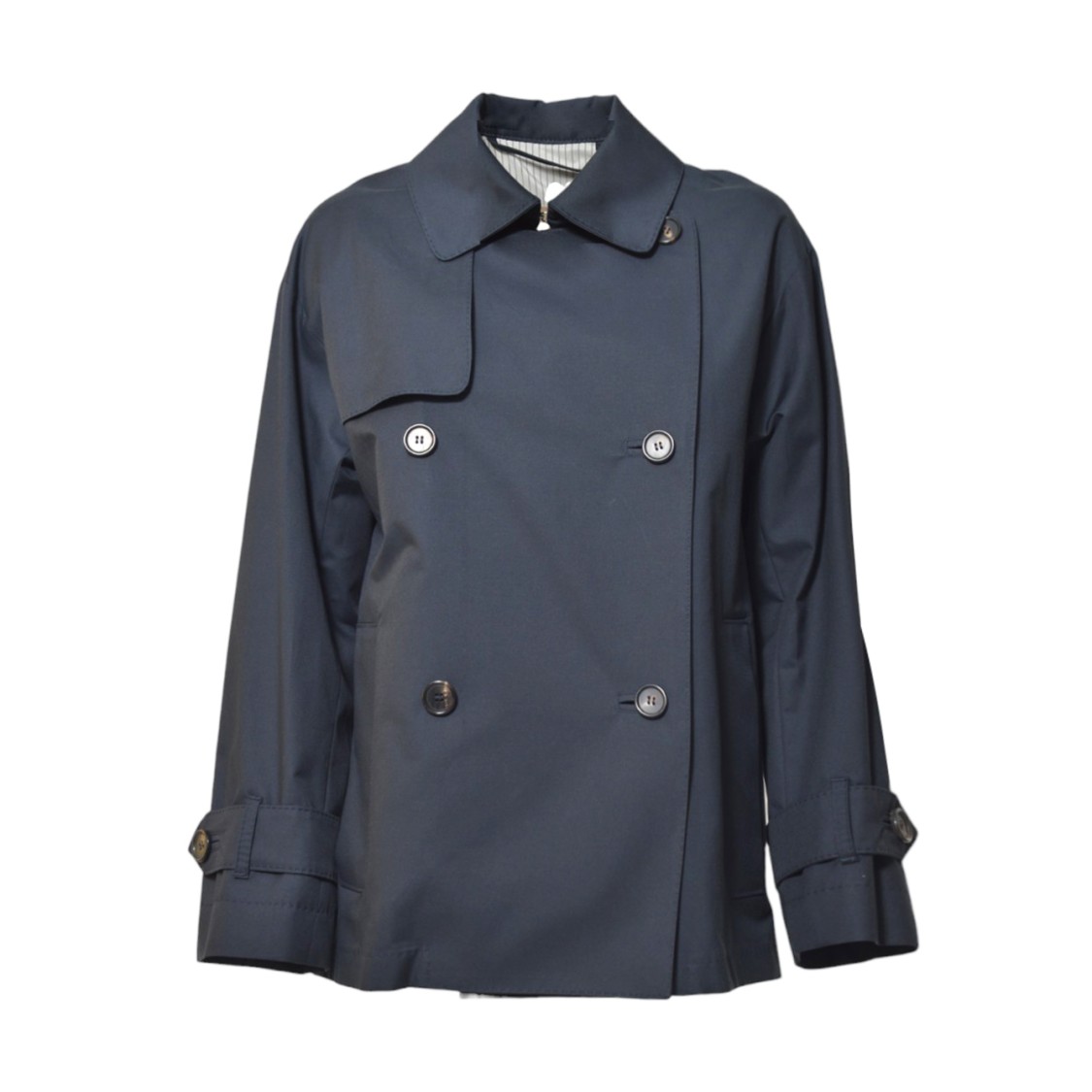 Max Mara Double Breasted Oversized Trench Coat In Blue
